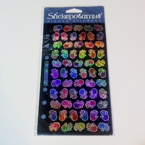 5/$20 Holographic Handprints Stickopotamus Binder Stickers Virtually Acid Free - Picture 1 of 5